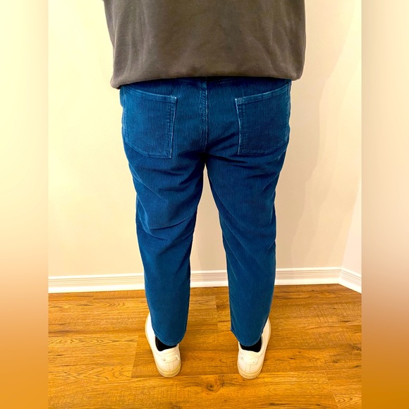 Zara Man Blue Corduroy Slim Fit Tapered Pants - Picture 3 of 7